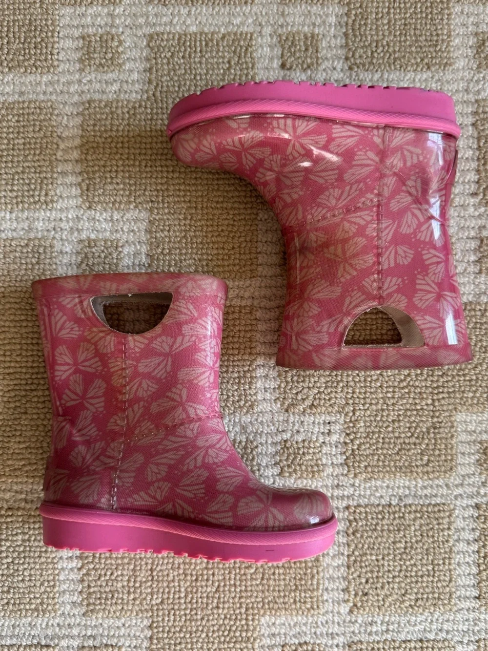 UGG Rahjee Butterflies Waterproof Rain Boots Pink Toddler Girls Size 6